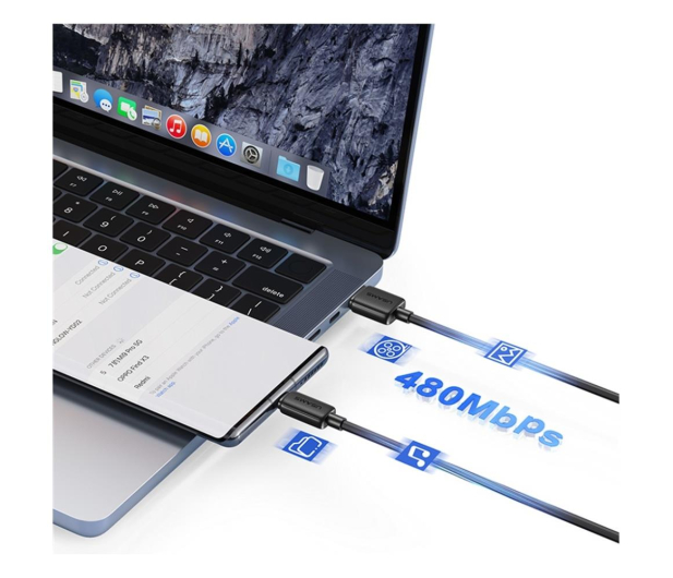 USAMS Kabel KY Series US-SJ693 3A USB-C do USB-A 2m biały - 1569050 - zdjęcie 3